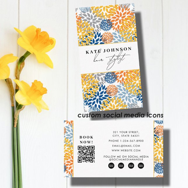 Floral Abstract Bright Salon Hair Stylist Makeup  Visitkort (Floral Abstract Bright Salon Hair Stylist Makeup Business Card)