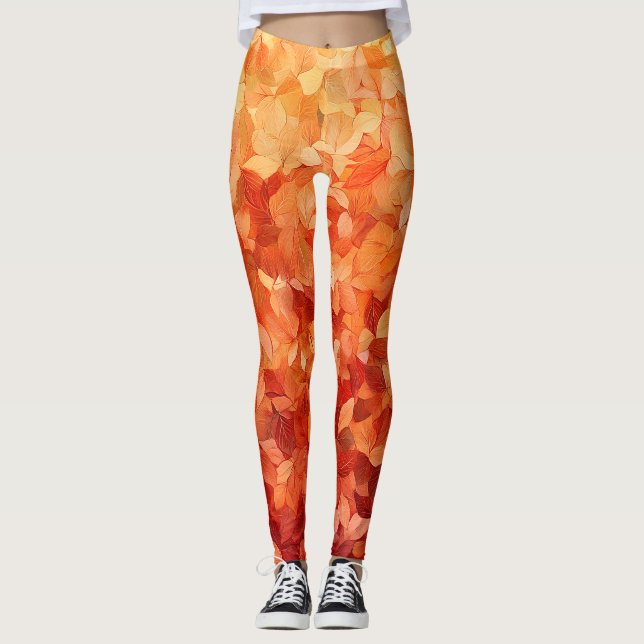 🌺 Floral abstrait audacieux en rouge et rose 🌺 Leggings (Framsida)