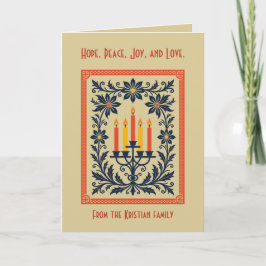 Floral Advent Candelabra Stylized Nordic Christmas Kort
