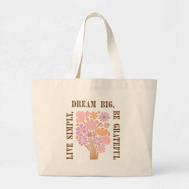 Floral Aesthetic Motivational Gift Tote bag Jumbo Tygkasse (Framsidan)