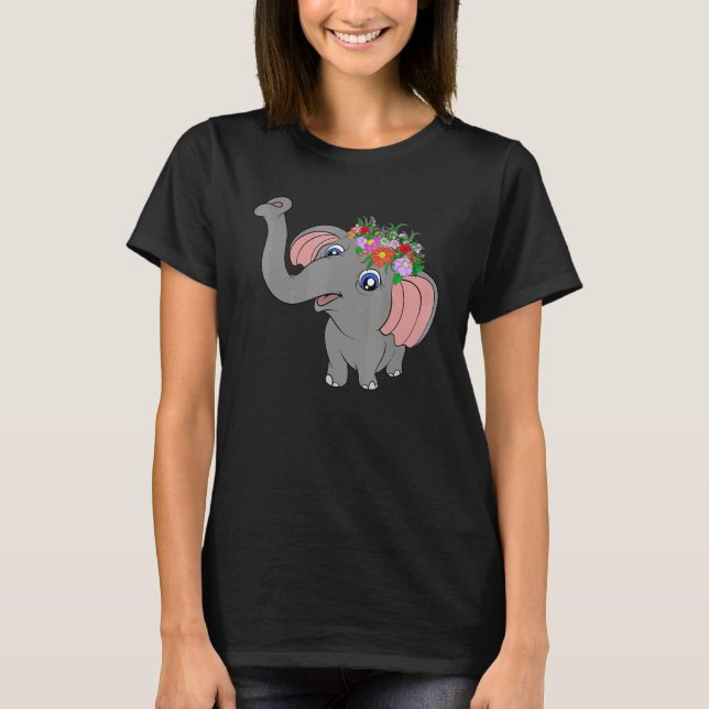 Floral Africa Safari Animal   Flower Zoo Animal El T Shirt (Framsida)