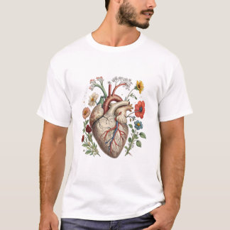 Floral Anatomical Heart Bouquet T Shirt