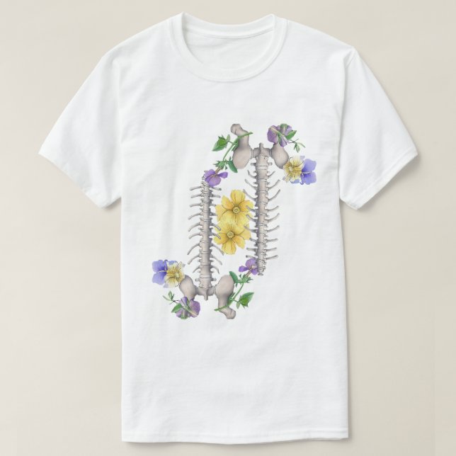 Floral Anatomy - Vertebrae, Hip Bone T Shirt (Design framsida)