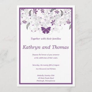 Floral and butterfly wedding invitation inbjudningar