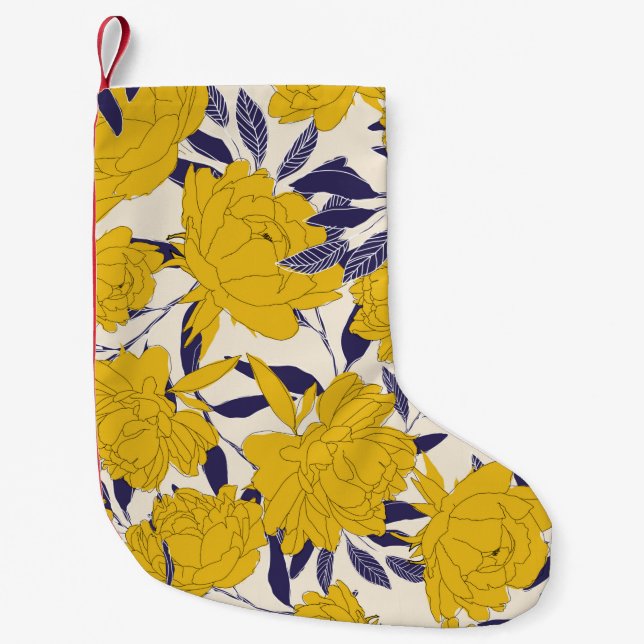 floral and leaf seamless pattern liten julstrumpa (Framsidan)