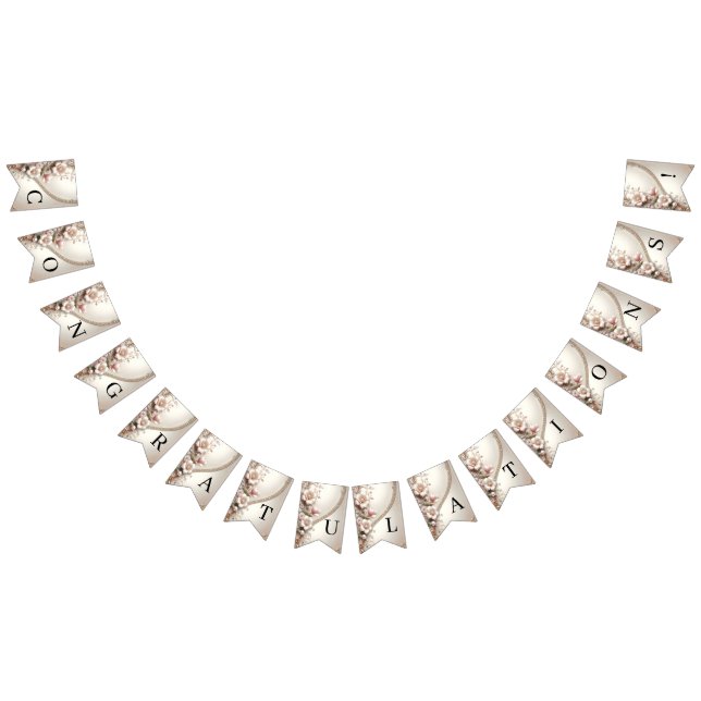 Floral and Pearl Embellishments Bunting Flag Vimplar (Alla)