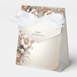 Floral and Pearl Embellishments Favor Box Presentaskar