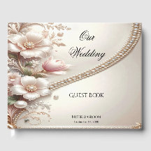 Floral and Pearl Embellishments Guest Book