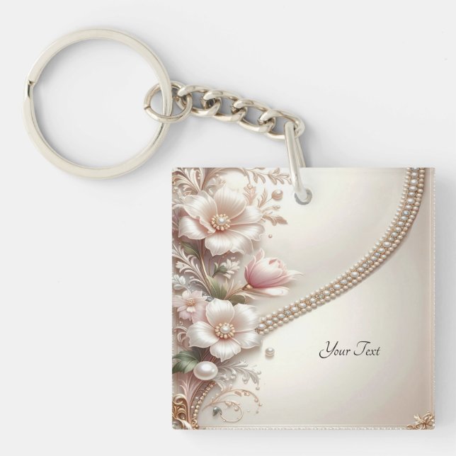 Floral and Pearl Embellishments Keychain (Framsidan)