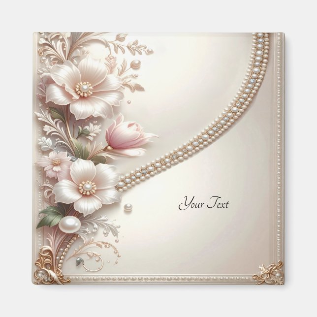 Floral and Pearl Embellishments Magnet (Framsidan)
