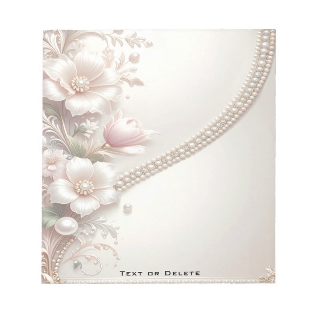 Floral and Pearl Embellishments Notepad Anteckningsblock (Framsida)