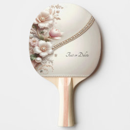 Floral and Pearl Embellishments Ping Pong Paddle Pingisracket