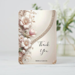 Floral and Pearl Embellishments Thank You Card Tack Kort