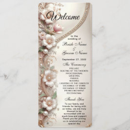 Floral and Pearl Embellishments Wedding Program