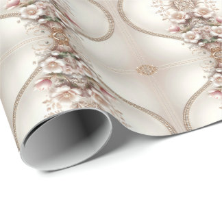 Floral and Pearl Embellishments Wrapping Paper Presentpapper