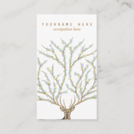 Floral antlers deer head woods god illustration visitkort