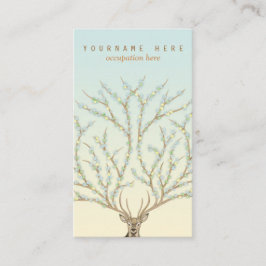 Floral antlers deer head woods god illustration visitkort