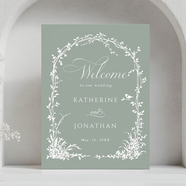 Floral Arch Garden Wedding Sage Green Welcome  Poster (Skapare uppladdad)
