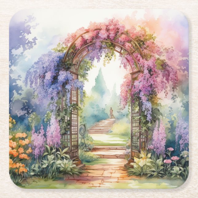 Floral Arch Landscape Underlägg Papper Kvadrat (Framsidan)