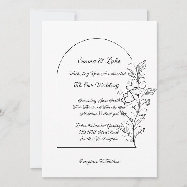 Floral Arch Wedding Invitation Inbjudningar (Framsida)