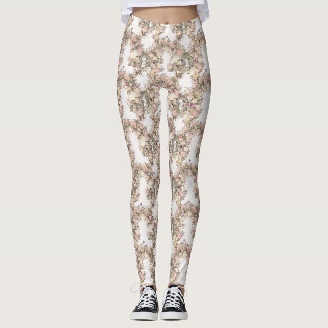 Floral Arches Pattern – Graceful Curved Botanical  Leggings (Framsida)