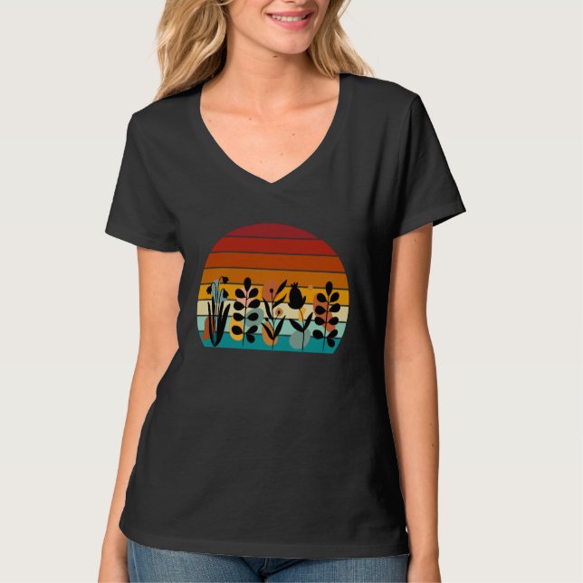 Floral Art At Sunset Boho Wildflowers Wildflower T Shirt (Framsida)