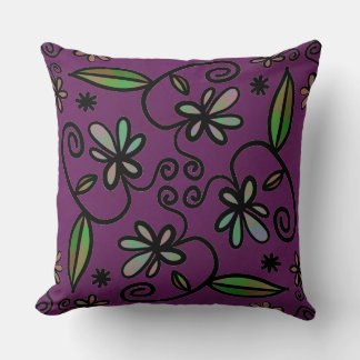 Floral Art on Purple Kudde
