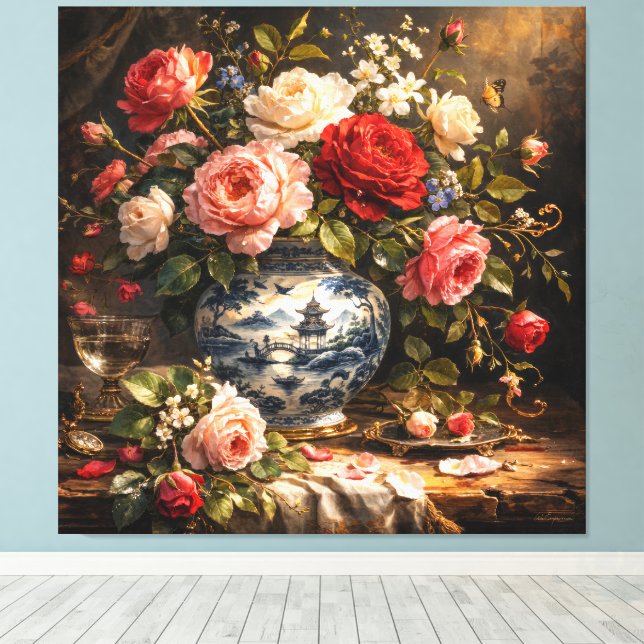 Floral artwork 003 dutch vintage canvastryck (Insitu (trägolv))