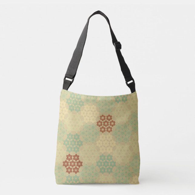 Floral (Asanoha) Pattern Gold Axelväska (Framsida)