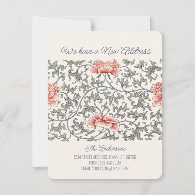  Floral Asian William Morris style CC1289 Moving Meddelande (Framsida)