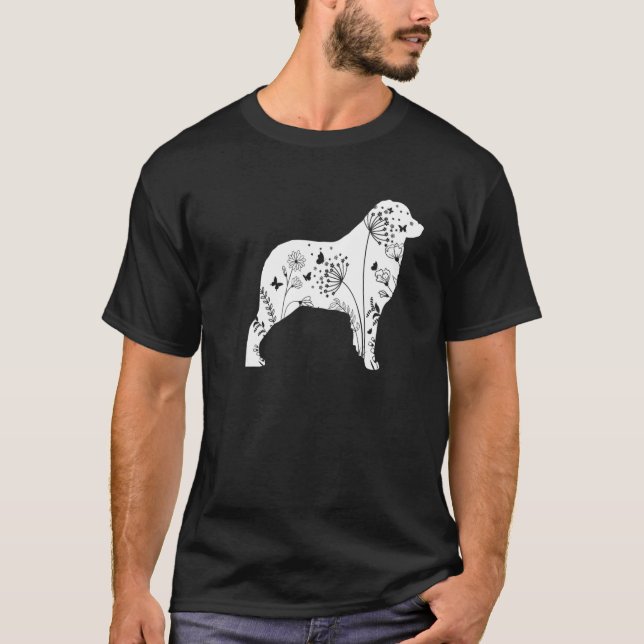 Floral Australian Shepherd Mom  Dog  Mother's Day T Shirt (Framsida)