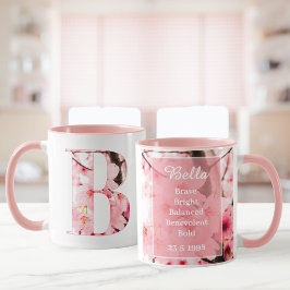 Floral B Initial Mug | Personalized Name & Traits Mugg