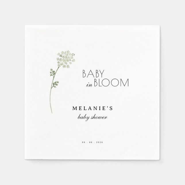 Floral Baby in Bloom Baby Shower Pappersservett (Framsidan)