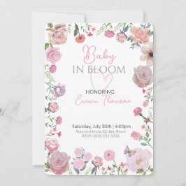 Floral Baby Shower Invitation – Elegant Watercolor Inbjudningar
