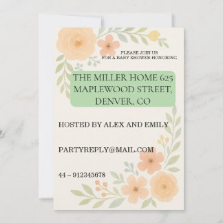 Floral Baby Shower Invitation Inbjudningar