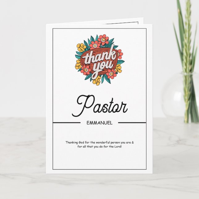 Floral Badge Pastor Appreciation Card Kort (Framsida)