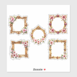 Floral Baroque Frame Cutout Sheet of Stickers Klistermärken