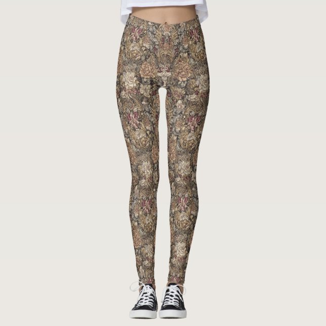 Floral Baroque Pattern – Elegant Ornamental  Leggings (Framsida)