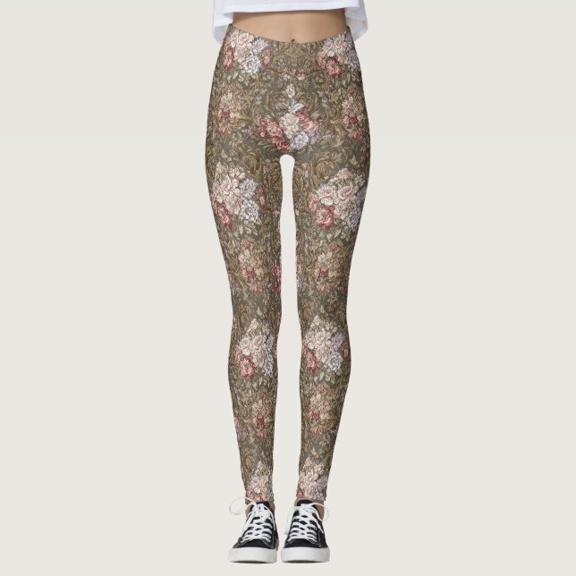 Floral Baroque Pattern – Elegant Ornamental  Leggings (Framsida)