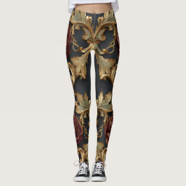 Floral Baroque Pattern – Elegant Ornamental  Leggings