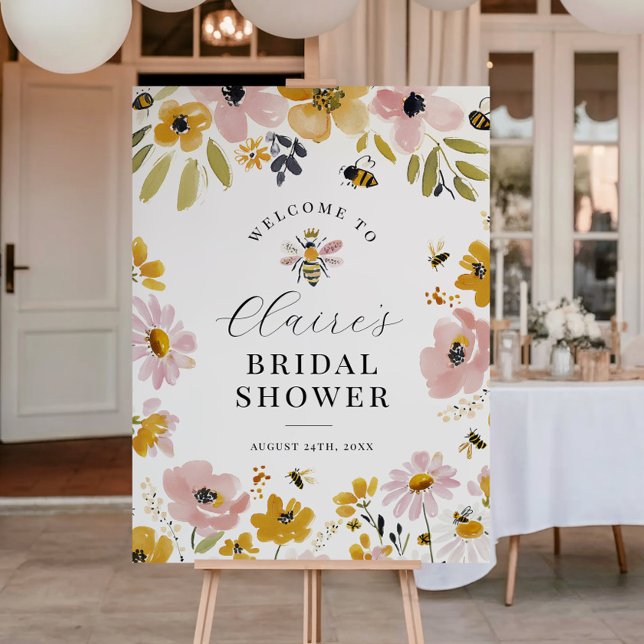 Floral Bee Bridal Shower Welcome Sign Poster (Skapare uppladdad)