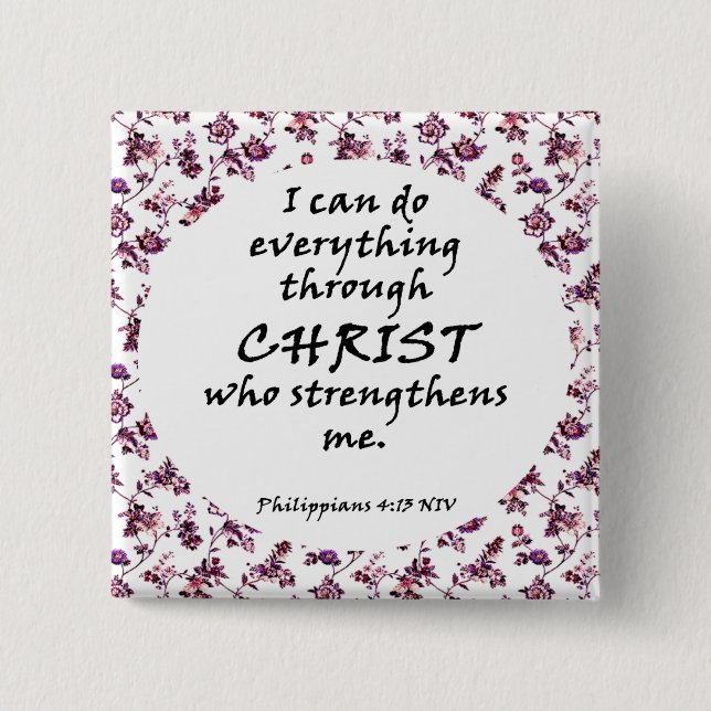 Floral Bible Verse     Button Knapp (Framsida)