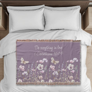 Floral Bible Verse Throw Blanket Filt