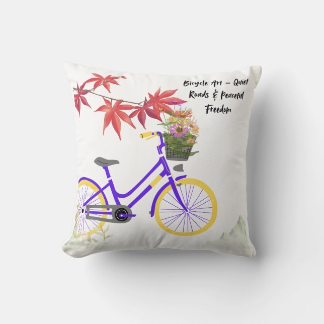 Floral Bicycle Motivation Design Kudde (Framsida)
