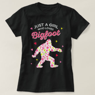 Floral Bigfoot Lover Girl Design T Shirt