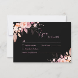 Floral Black & Blush Rose Wedding OSA Kort