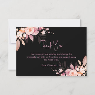 Floral Black & Blush Rose Wedding Tack Kort