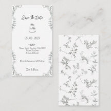 Floral Black & White Botanical Line Save The Date