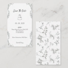 Floral Black & White Botanical Line Save The Date Anteckningskort