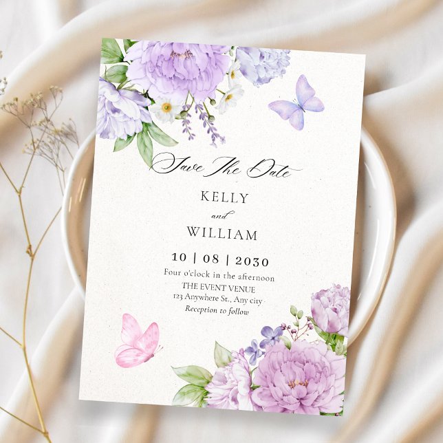 Floral bloom butterflies wedding spara datumet (Skapare uppladdad)